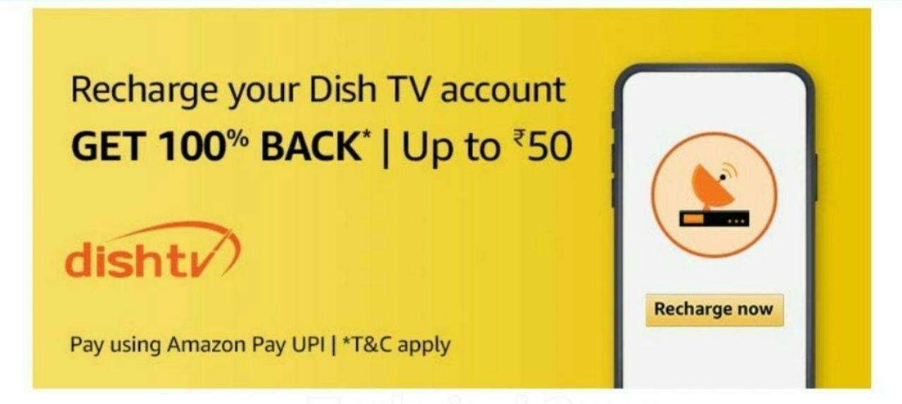 DTH Recharge Offers Free Rs.50 Recharge on Dishtv or d2h Bigtricks.in