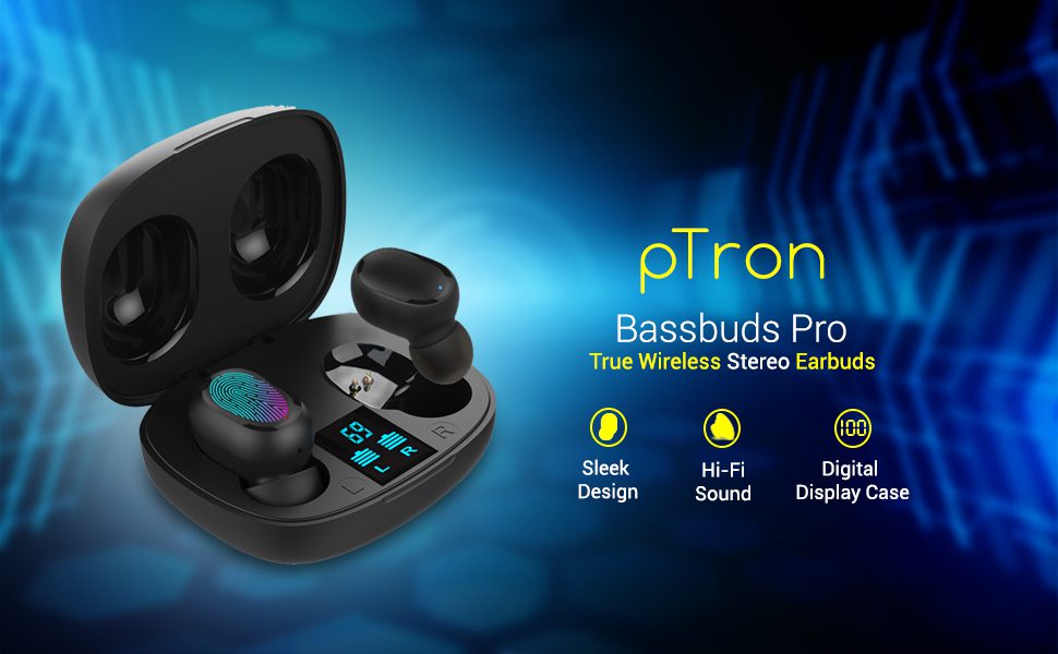 ptron bassbuds pro is a true wireless earbuds featuring